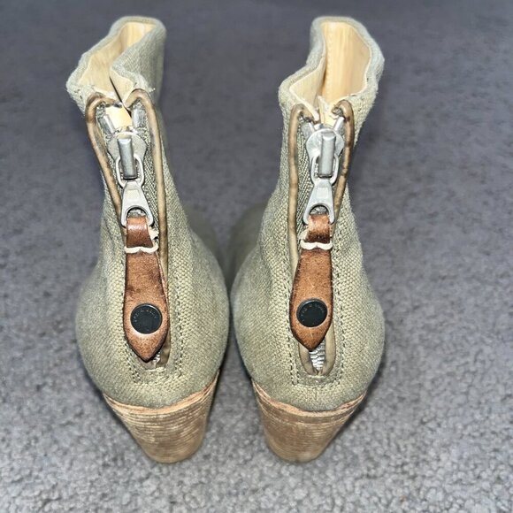 RAG & BONE Classic Newbury Khaki Canvas Natural Ankle Boots Booties size 38 / 8 - Picture 3 of 7